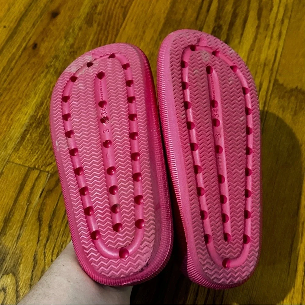 Kids Pink Slide Sandals palms pink size 34